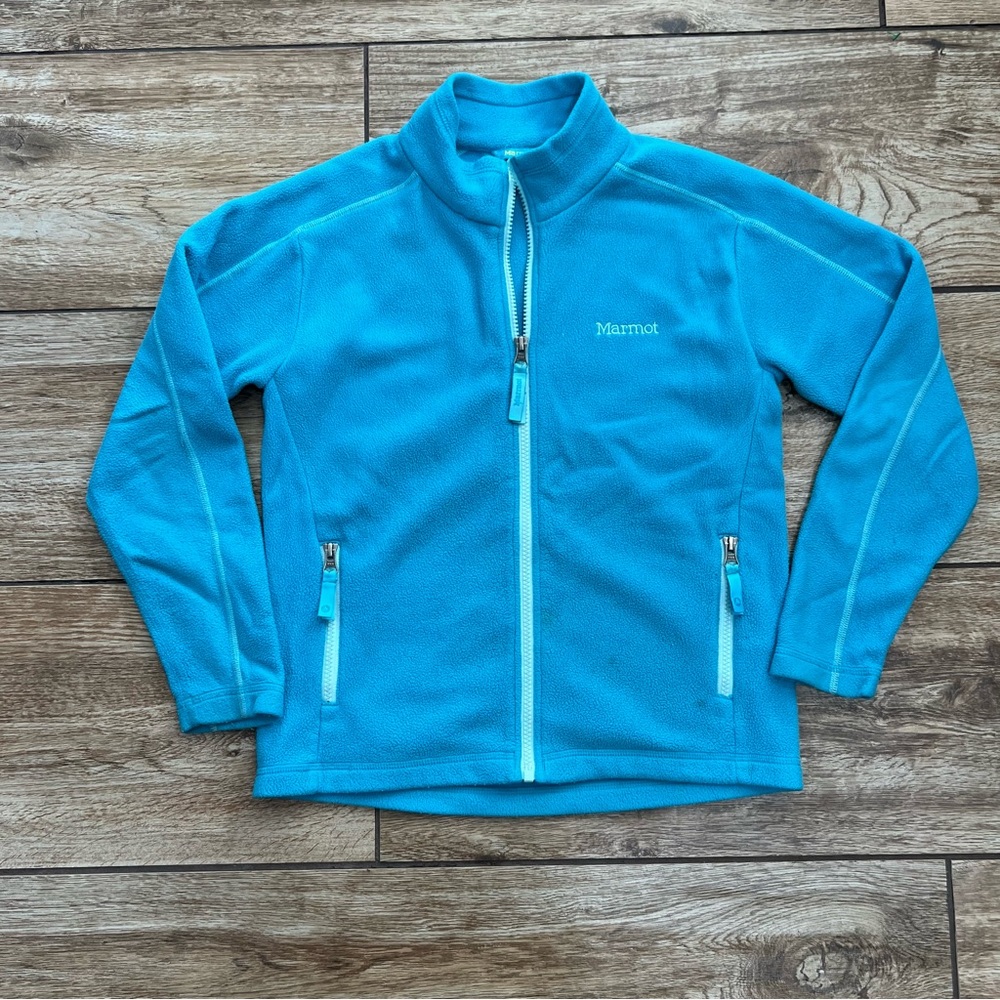 Marmot Fleece Zip Up Jacket Girls Size Large Blue - Picture 6 of 13